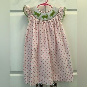 Smocked Alligator Polka Dot Dress 2T